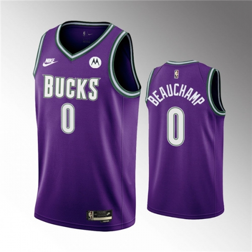 Men's Milwaukee Bucks #0 MarJon Beauchamp 2022-23 Purple Classic Edition Swingman Stitched Basketball Jersey