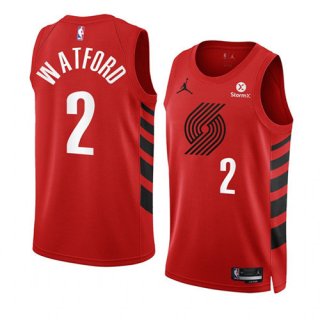 Men's Portland Trail Blazers #2 Trendon Watford 2022-23 Red Statement Edition Swingman Stitched Basketball Jersey