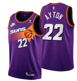 Men's Phoenix Suns #22 Deandre Ayton Purple Stitched Basketball Jersey