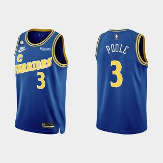 Men's Golden State Warriors #3 Jordan Poole 2022-23 Blue With No.6 Patch Stitched Basketball Jersey