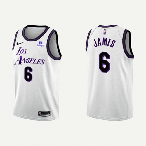 Men's Los Angeles Lakers #6 LeBron James 2022-23 White Stitched Basketball Jersey