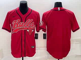 Men's Chicago Bulls Blank Red With Patch Cool Base Stitched Baseball Jersey