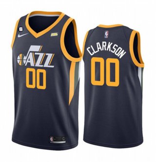 Men's Utah Jazz #00 Jordan Clarkson Navy Icon Edition With No.6 Patch Swingman Stitched Jersey