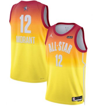 Men's 2023 All-Star #12 Ja Morant Orange Game Swingman Stitched Basketball Jersey