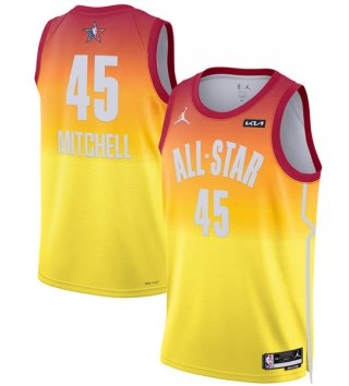 Men's 2023 All-Star #45 Donovan Mitchell Orange Game Swingman Stitched Basketball Jersey