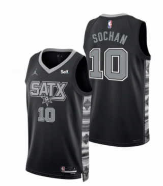 Men' San Antonio Spurs #10 Jeremy Sochan 2022-23 Black Stitched Jersey