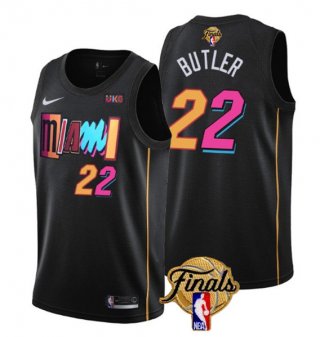 Men's Miami Heat #22 Jimmy Butler Black 2023 Finals City Edition Stitched Basketball Jersey