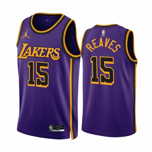 Men's Los Angeles Lakers #15 Austin Reaves 2022-23 Purple Statement Edition Stitched Basketball Jersey