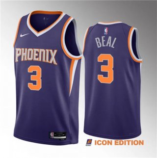 Men's Phoenix Suns #3 Bradley Beal Purple Icon Edition Stitched Basketball Jersey