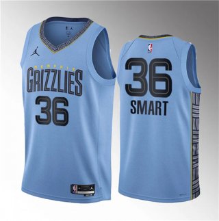 Men's Memphis Grizzlies #36 Marcus Smart Blue 2023 Draft Statement Edition Stitched Basketball Jersey