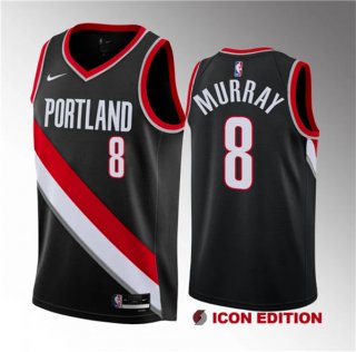 Men's Portland Trail Blazers #8 Kris Murray Black 2023 Draft Icon Edition Stitched Basketball Jersey