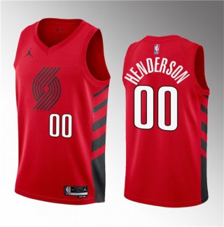 Men's Portland Trail Blazers #00 Scoot Henderson Red 2023 Draft Statement Edition Stitched Basketball Jersey