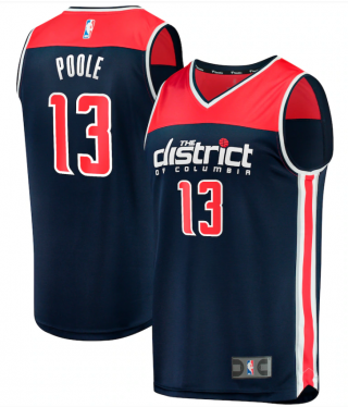 Men's Washington Wizards Navy #13 Jordan Poole Fast Break Statement Edition Stitched NBA Jersey