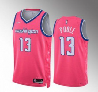 Men's Washington Wizards #13 Jordan Poole Pink Cherry Blossom City Edition Limited Stitched Basketball Jersey