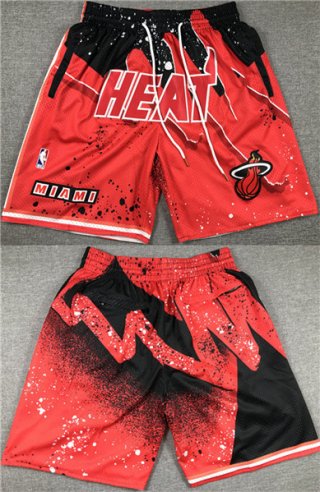 Men's Miami Heat Red Black Shorts (Run Small)