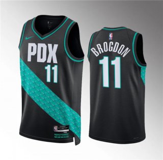 Men's Portland Trail Blazers #11 Malcolm Brogdon 2022-23 Black City Edition Stitched Basketball Jersey