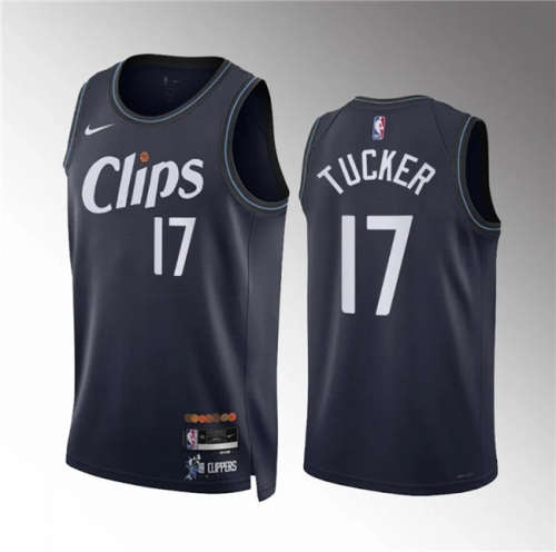 Men's Los Angeles Clippers #17 P.j. Tucker Navy 2023-24 City Edition Stitched Jersey