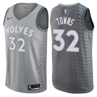 Nike Minnesota Timberwolves #32 Karl-Anthony Towns Gray NBA Swingman City Edition Jersey