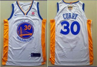 Nike Golden State Warriors #30 Stephen Curry White City Edition 2018 NBA Finals Nike Swingman Jersey