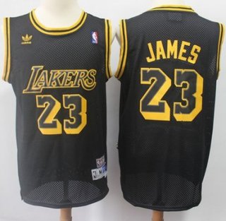 Los Angeles Lakers #23 LeBron James Black Throwback Stitched NBA Jersey