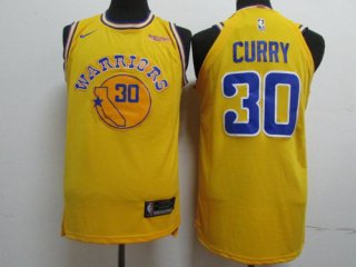 Nike Golden State Warriors #30 Stephen Curry Yellow Throwback Authentic Jersey