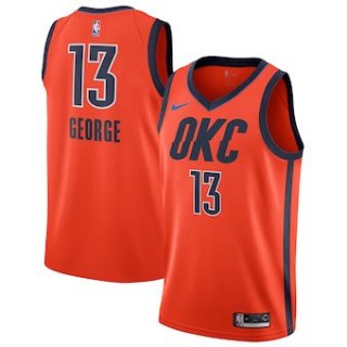 Men's Oklahoma City Thunder #13 Paul George Nike Orange 2018-19 Swingman Earned Edition Jersey