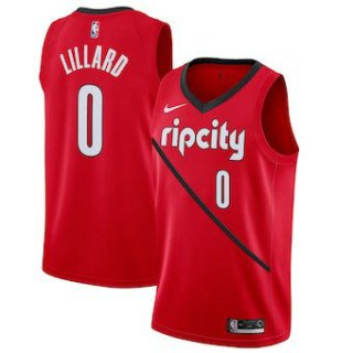 Men's Portland Trail Blazers 0 Damian Lillard Nike Red 2018-19 Swingman Earned Edition Jersey