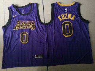 Men's Los Angeles Lakers 0 Kyle Kuzma Nike Purple 2018-2019 Swingman City Edition Jersey