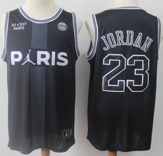 Bulls #23 Michael Jordan Black Ici C'est Paris Stitched Basketball Jersey