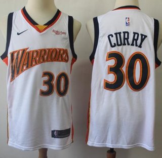 Warriors #30 Stephen Curry White Throwback Basketball Swingman Hardwood Classics 2009-10 Jersey