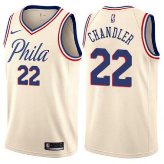 Men's Philadelphia 76ers #22 Wilson Chandler Swingman Cream Basketball City Edition Jersey