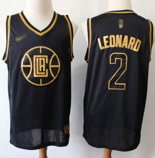 Nike Clippers #2 Kawhi Leonard Black Gold NBA Swingman Limited Edition Jersey