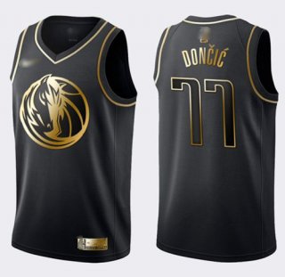 Nike Mavericks #77 Luka Doncic Black Gold NBA Swingman Limited Edition Jersey