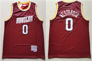 Rockets 0 Russell Westbrook Red Checkerboard Hardwood Classics Jersey