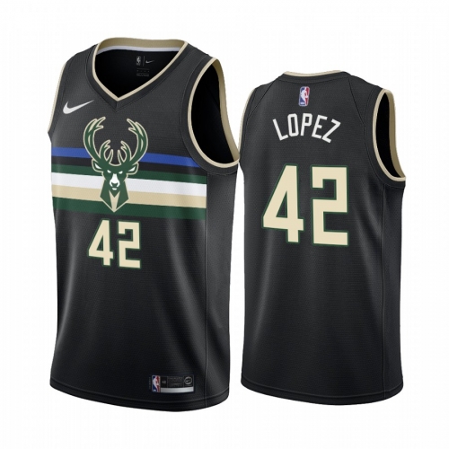 Nike Bucks #42 Robin Lopez Black 2019-20 Statement Edition NBA Jersey