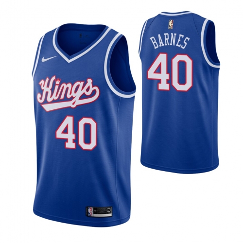 Men's Sacramento Kings #40 Harrison Barnes Blue 2019-20 Hardwood Classics Jersey