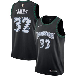 Men's Minnesota Timberwolves #32 Karl-Anthony Towns Black Hardwood Classics Swingman Nike Jersey