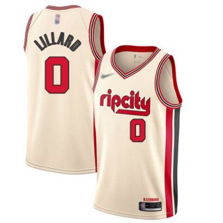 Big Size Blazers #0 Damian Lillard Cream Basketball Swingman City Edition 2019-20 Jersey