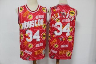 Men's Houston Rockets #34 Hakeem Olajuwon Red Tear Up Pack Mitchell & Ness Swingman Jeresy