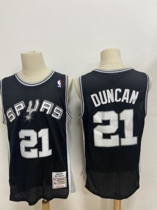 Men's San Antonio Spurs #21 Tim Duncan Black Hardwood Classics Soul Swingman Throwback Jersey