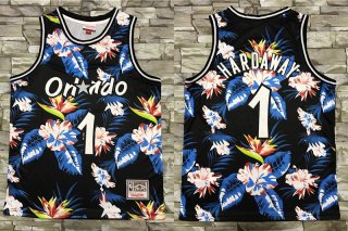 Men's Orlando Magic #1 Penny Hardaway Ness Floral Fashion Hardwood Classics Soul Swingman Throwback Shorts