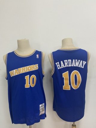 Men's Golden State Warriors #10 Tim Hardaway Blue 1990-92 Hardwood Classics Mesh Jersey