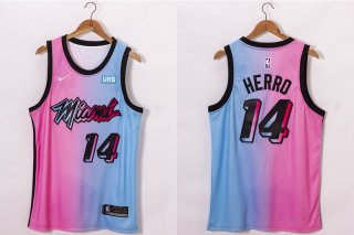 Men's Miami Heat #14 Tyler Herro Pink Blue 2021 Nike City Edition Swingman Jersey