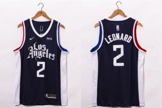 Men's Los Angeles Clippers #2 Kawhi Leonard NEW Black Nike 2021 Swingman City Edition Jersey With NEW The Sponsor Logo