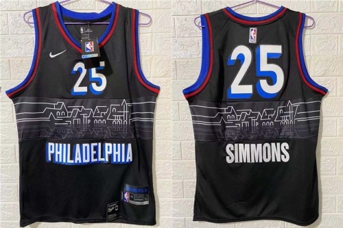 Men's Philadelphia 76ers #25 Ben Simmons NEW Black Nike 2021 Swingman City Edition Jersey