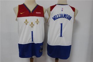 Men's New Orleans Pelicans #1 Zion Williamson White 2021 Nike City Edition Swingman Stitched NBA Jersey With The NEW Sponsor Logo