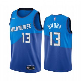 Nike Bucks #13 Jordan Nwora Blue NBA Swingman 2020-21 City Edition Jersey