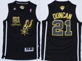 San Antonio Spurs #21 Tim Duncan Revolution 30 Swingman 2014 The Finals Black/Gold Jersey