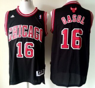 Chicago Bulls #16 Pau Gasol Revolution 30 Swingman Black Jersey