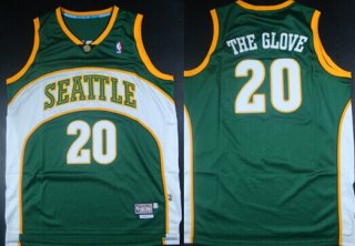 Seattle Supersonics #20 The Glove Nickname Green Swingman Throwback Jersey